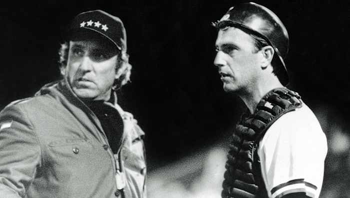 Shelton and star Kevin Costner on the set.